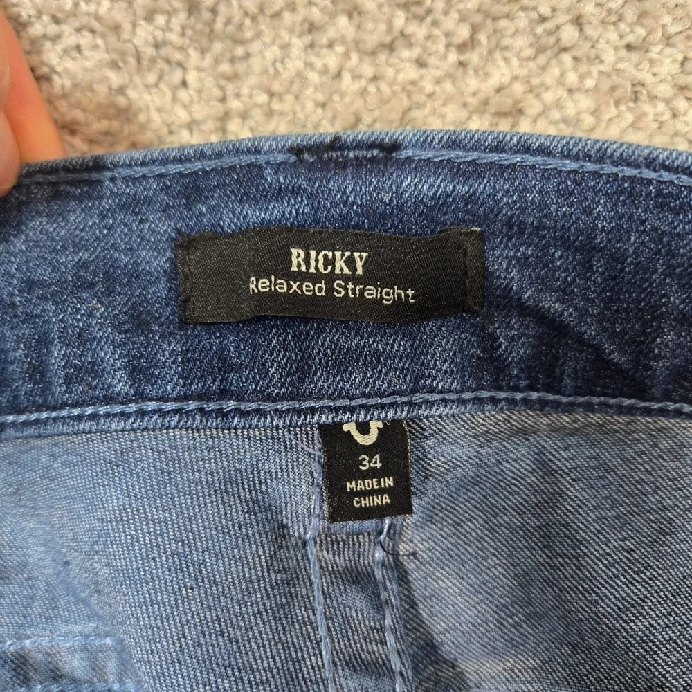 True Religion Jeans Mens 34x34 (fit 36x33) Blue Denim Ricky Relaxed Straight